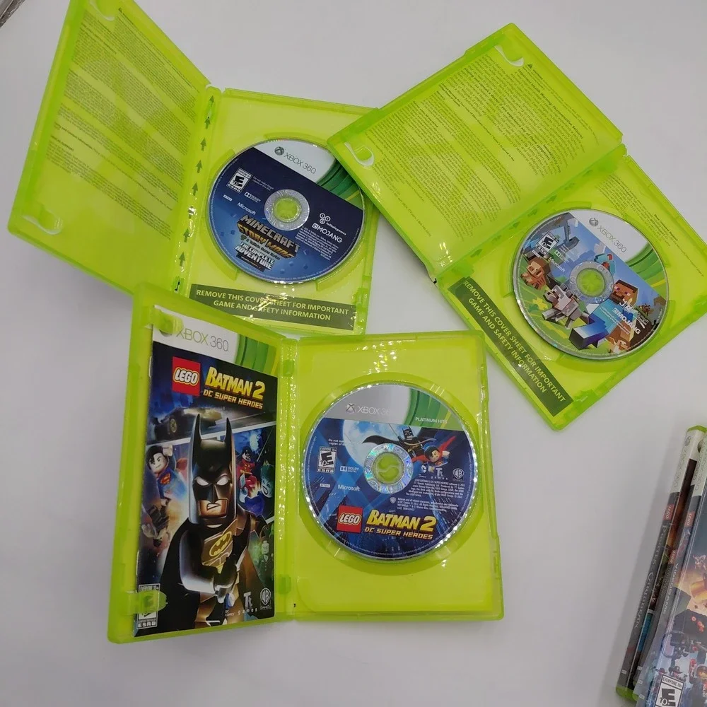 Xbox 360 Game Lot 7 Minecraft LEGO Batman Pirates Hobbit Star Wars Family Fun
